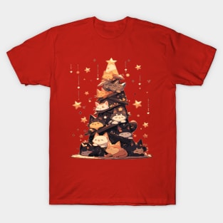 Kawaii Cat Catmas Tree: A Furry Festive Art Christmas T-Shirt